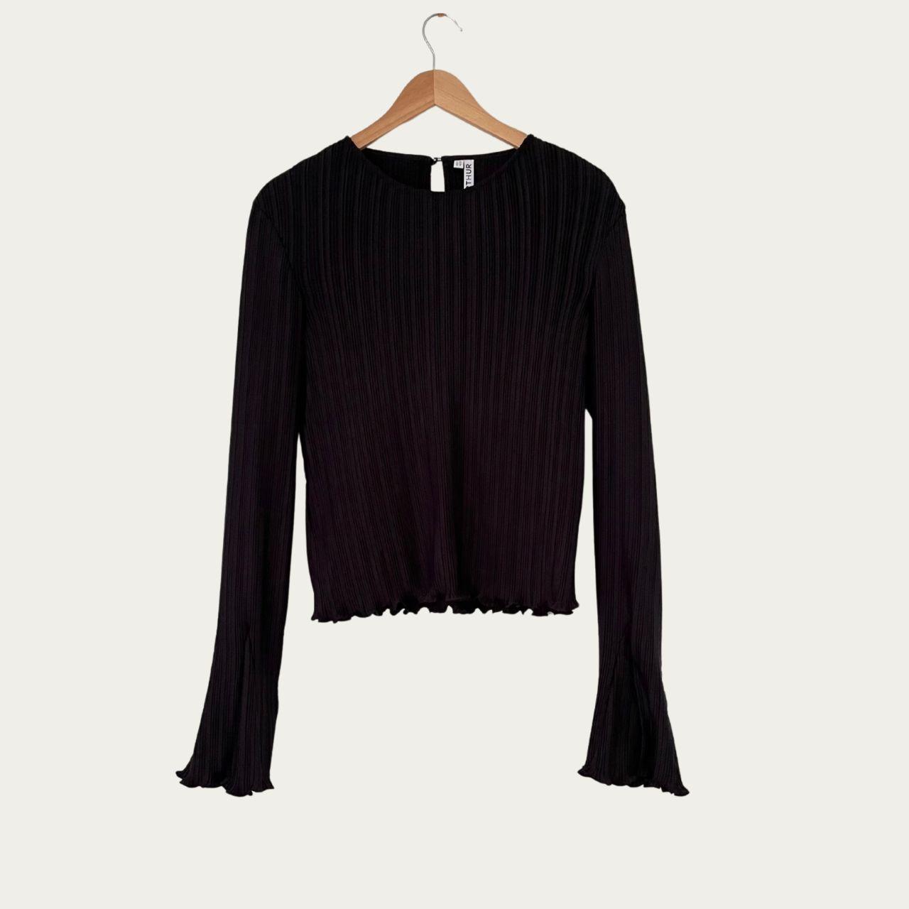 Arthur Apparel BOX PLEAT Long Sleeve Top in Black Size AU12.