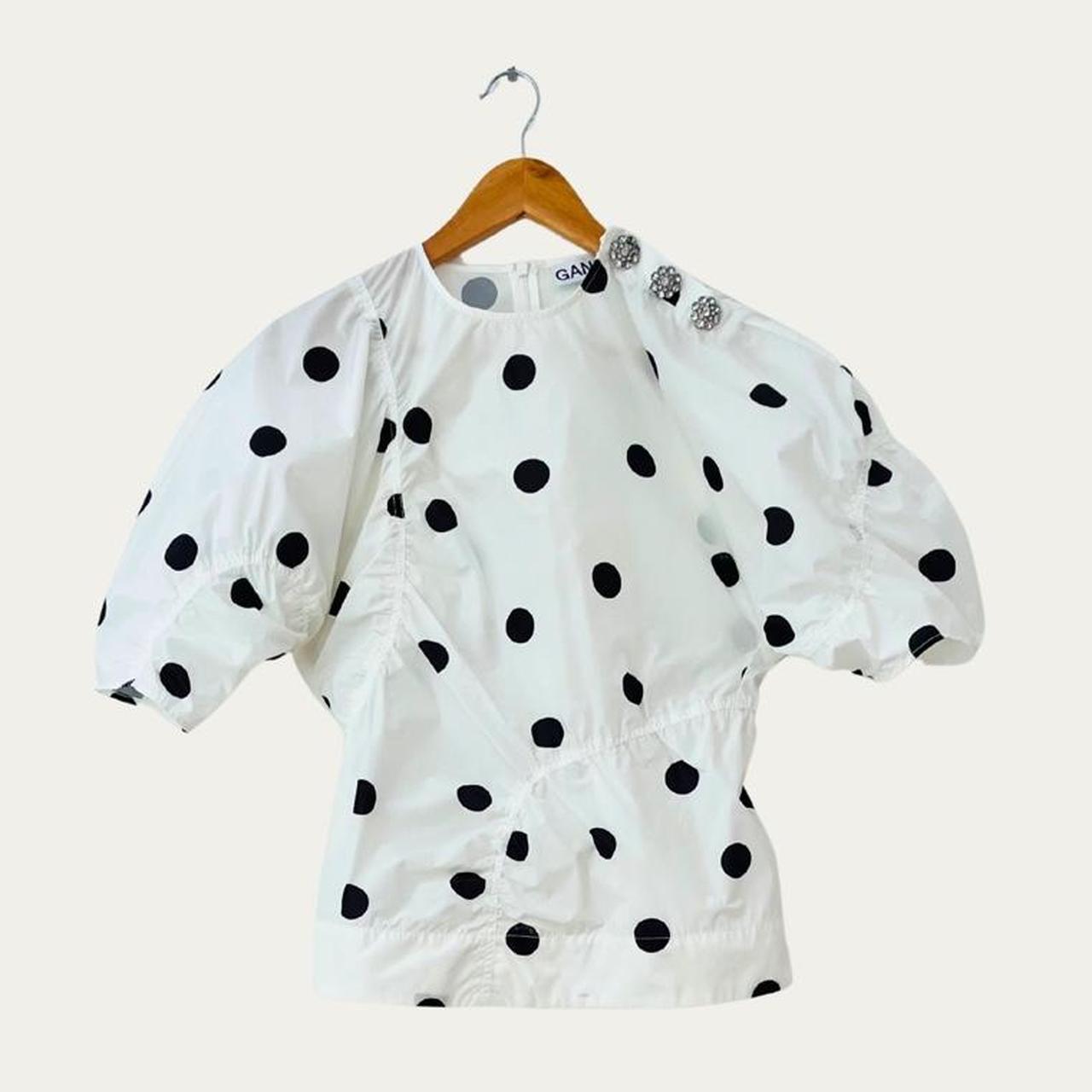 Ganni Polka Dot Crepe Blouse.