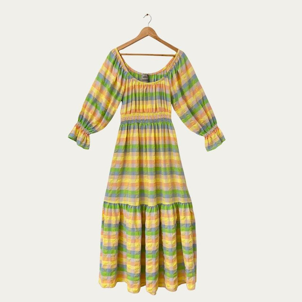 Damson Madder BNWT WINIFRED Pastel Seersucker Maxi Dress.