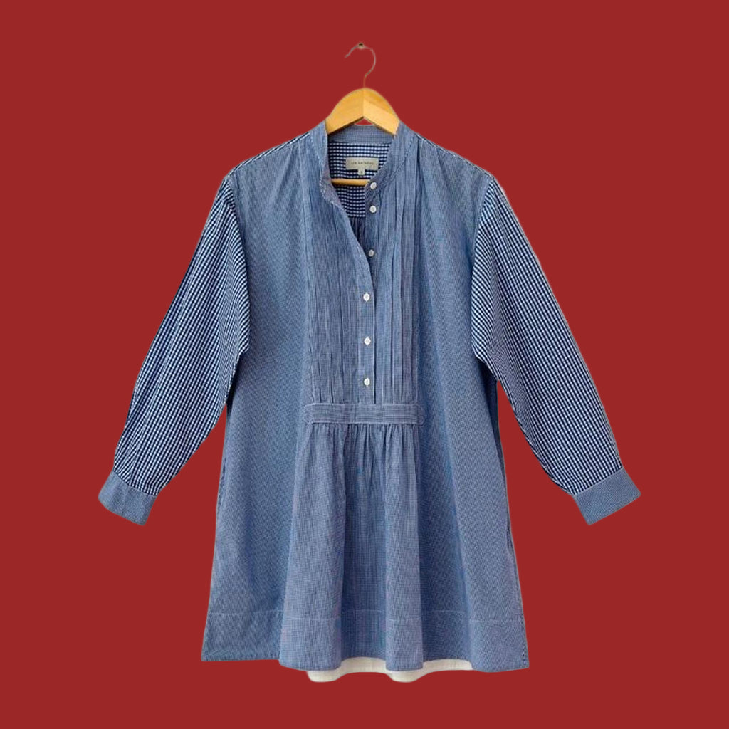 Lee Mathews Pin-tuck Gingham Tunic/Dress.