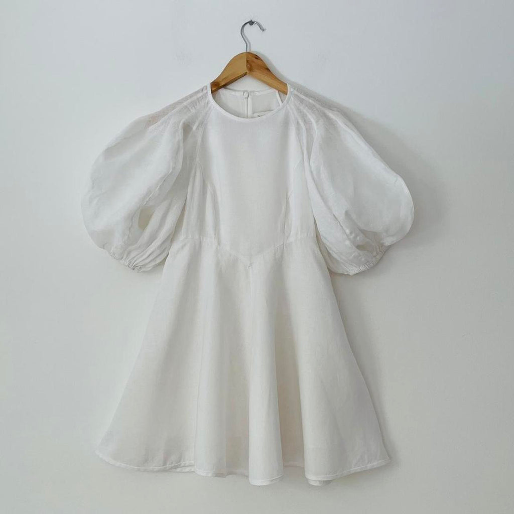 Zimmermann Puff Sleeve Linen Mini Dress.