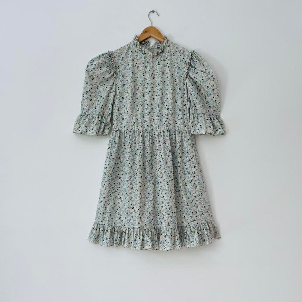 Batsheva KATE Ruffled Floral-Print Cotton Mini Dress.