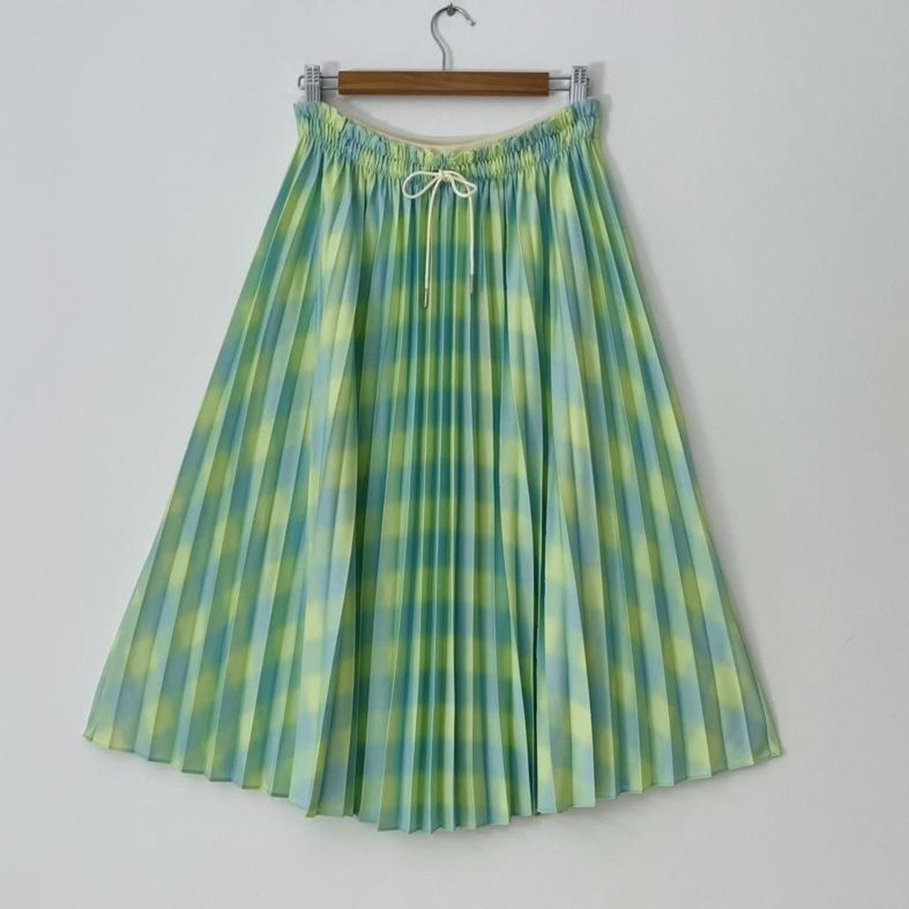 Proenza Schouler White Label DIFFUSED GINGHAM georgette pleated skirt.