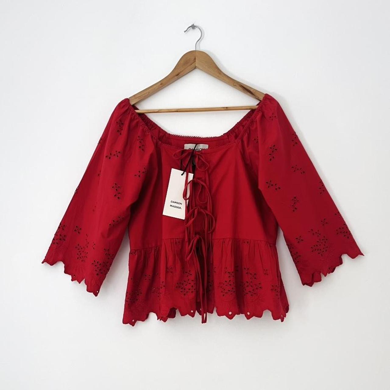 Damson Madder BNWT LANA Broderie Anglaise Blouse in Red.