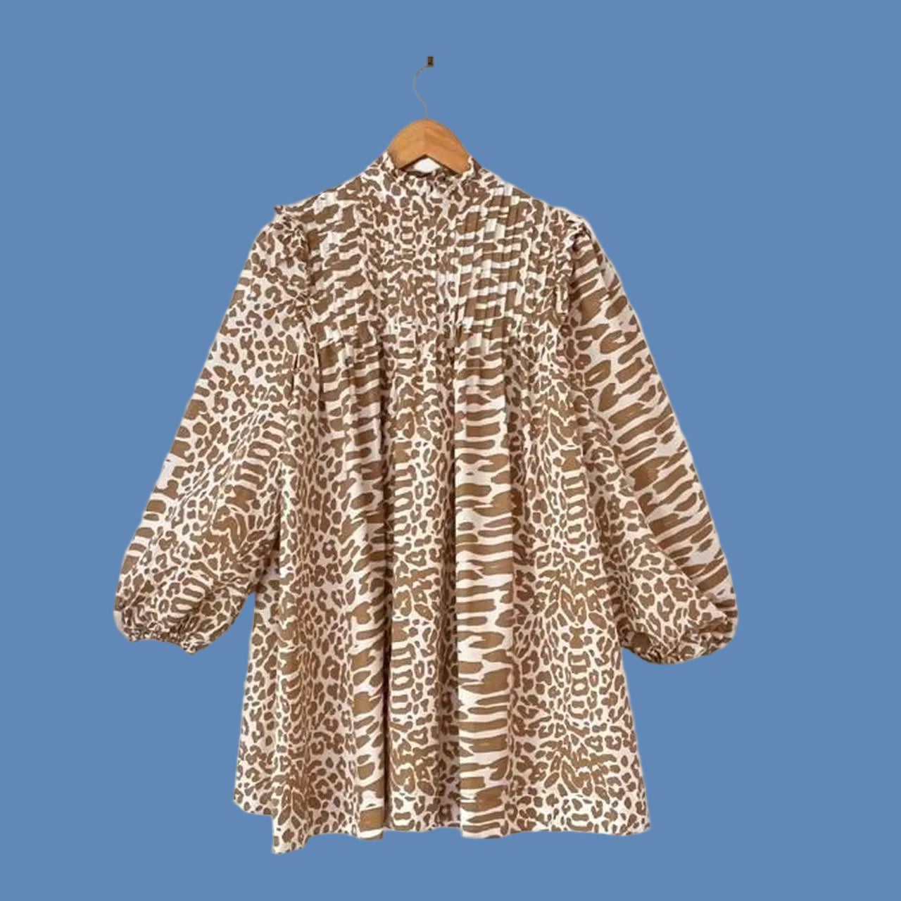 Ganni Poplin Leopard Print Mini Dress.