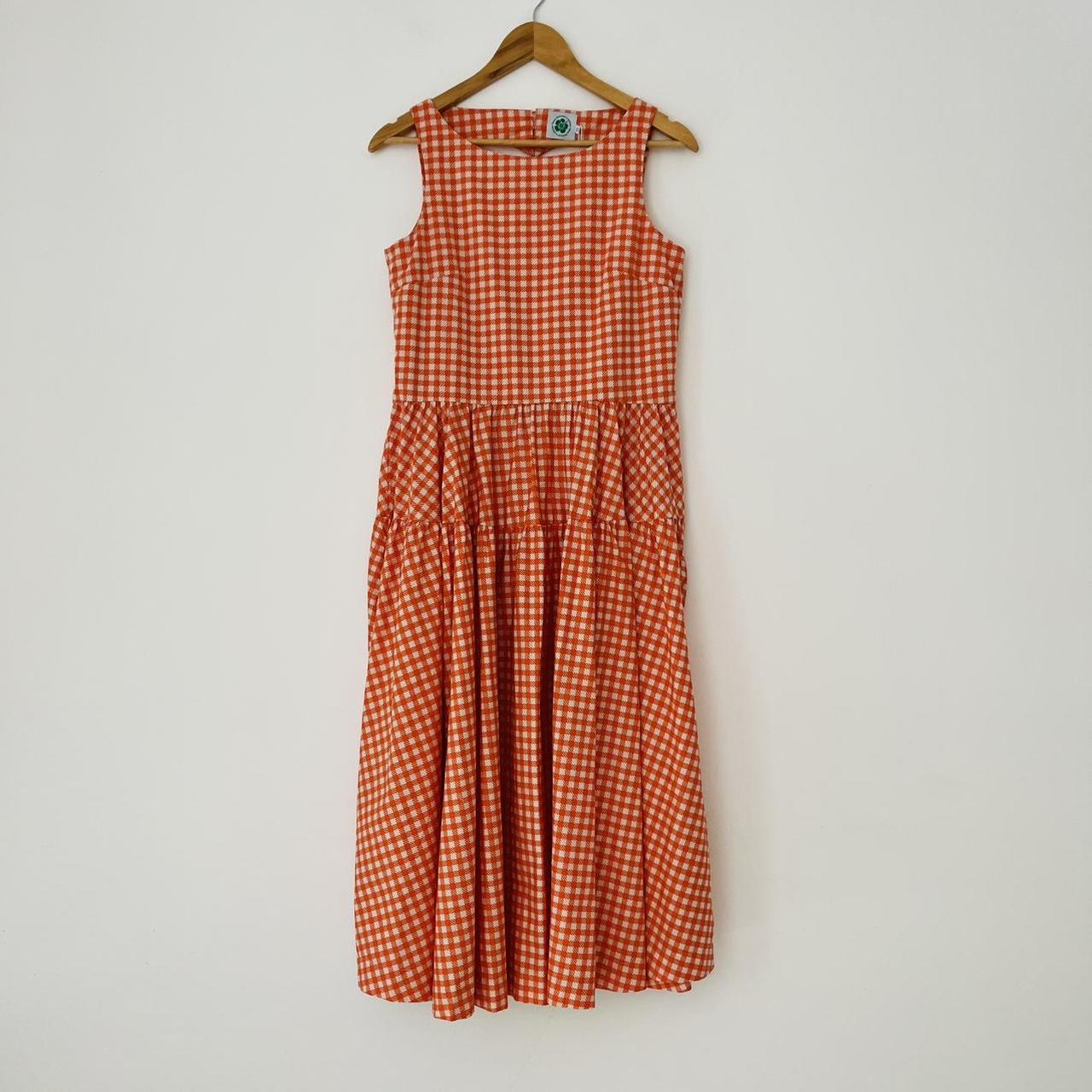 Emma Mulholland BNWT FOREVER YOURS Midi Dress in Gingham Orange.