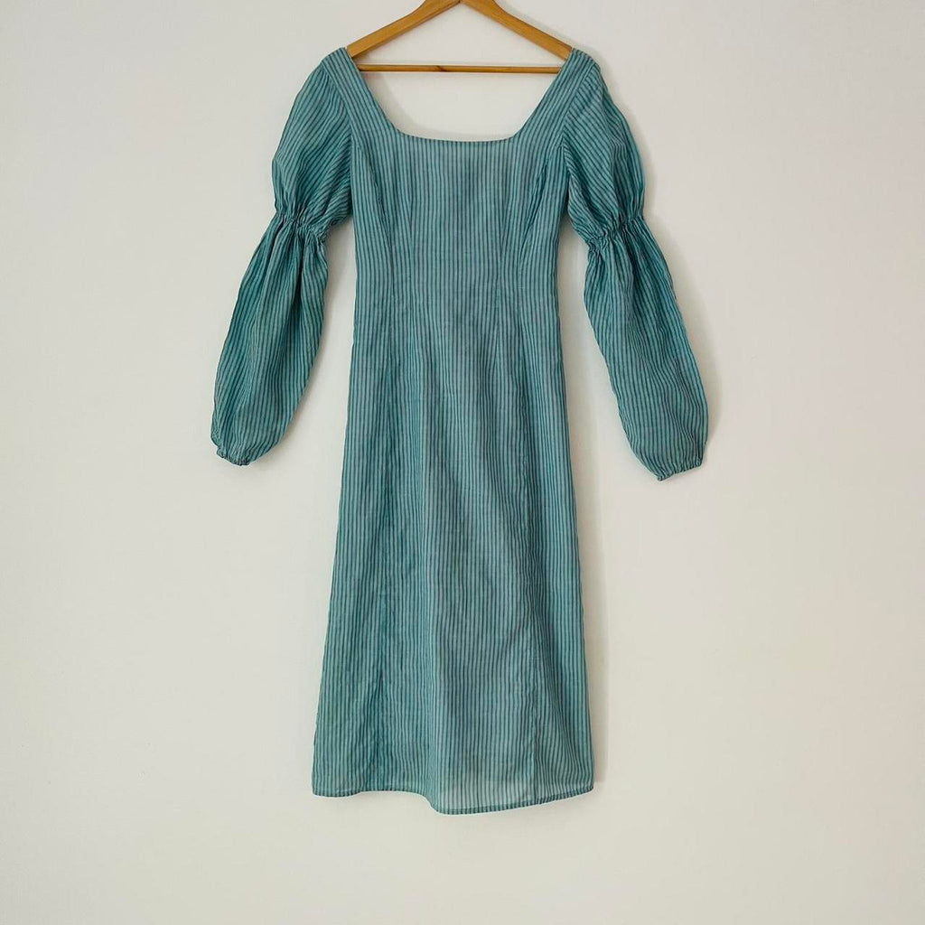 Arnsdorf IVY Striped Cotton Midi Dress in Seafoam.