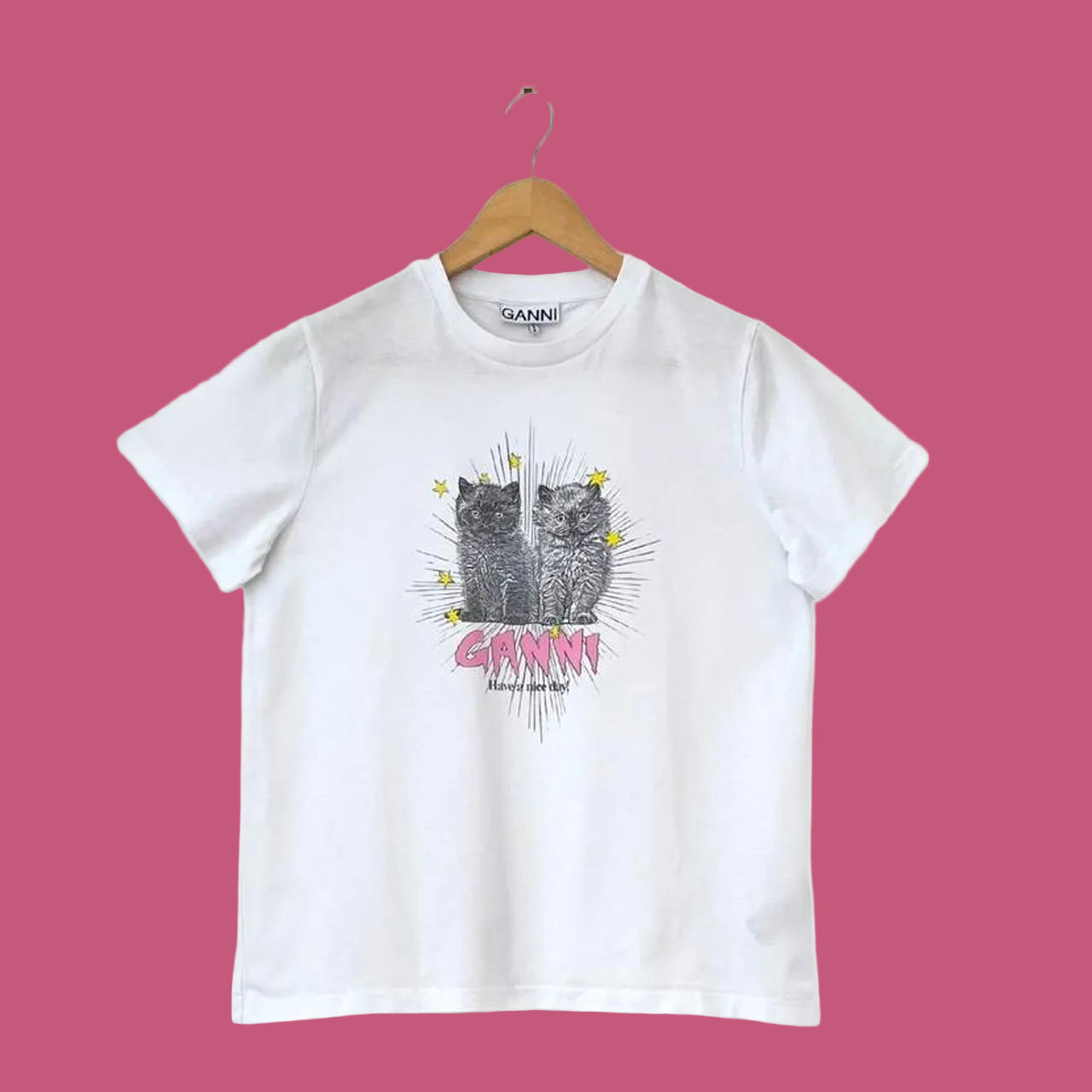 Ganni KITTENS Relaxed Jersey Tee.