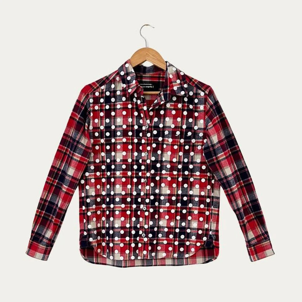 Merci Beaucoup Plaid Flannelette Polka Dot Shirt Size XS/S.