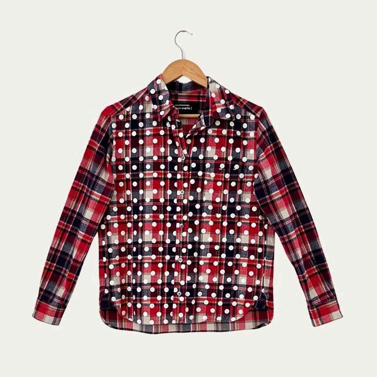 Merci Beaucoup Plaid Flannelette Polka Dot Shirt Size XS/S.