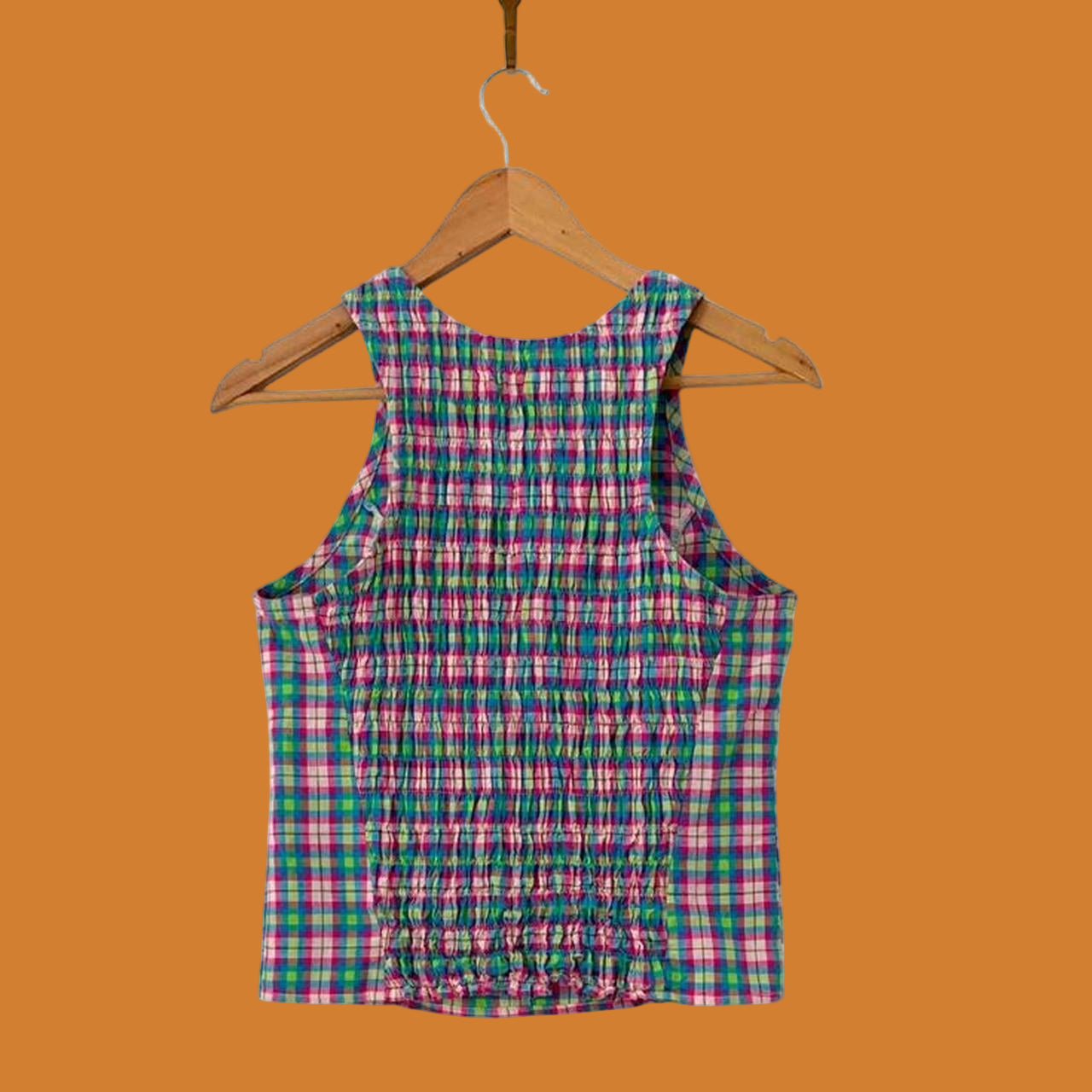 Katharina Lou Plaid Shirred Crop Top.