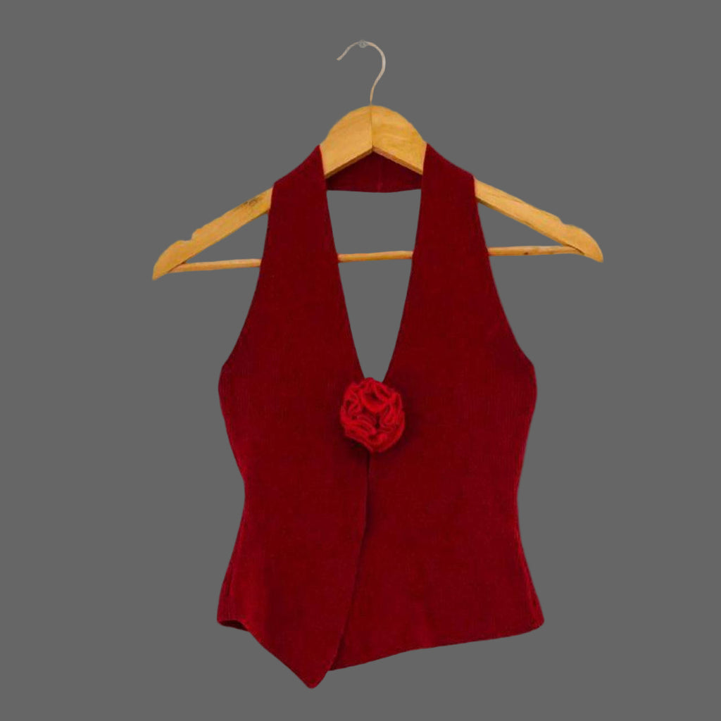 With Jean ROSE Top in Red.