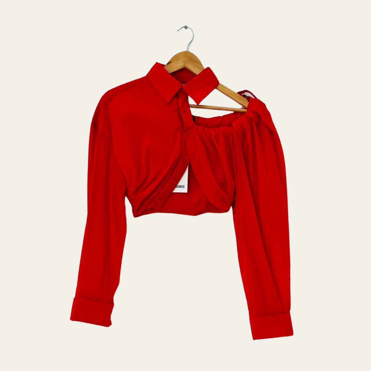 Jacquemus BNWT LA CHEMISE GALLIGA Cropped Blouse in Red.