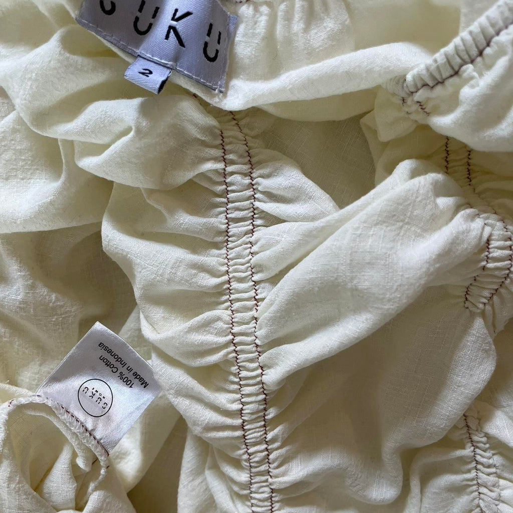 Suku Home Ruched Midi Skirt in Butter.