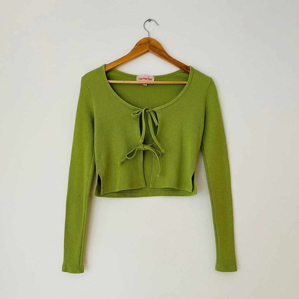 Lisa Says Gah MIA Long Sleeve Crop Top in Green Size XS.