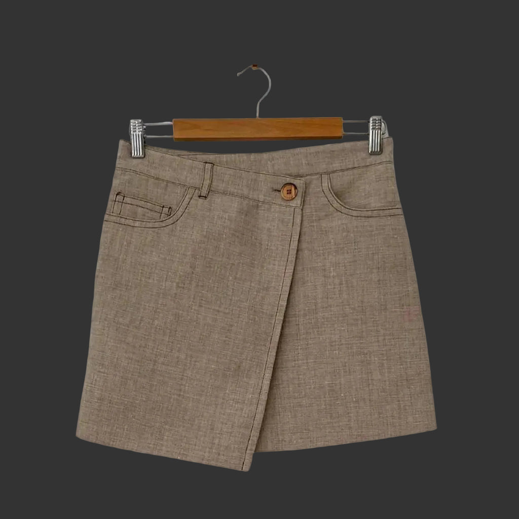 ACNE Studios BNWT WRAP EFFECT Hemp Blend Mini Skirt in Beige.