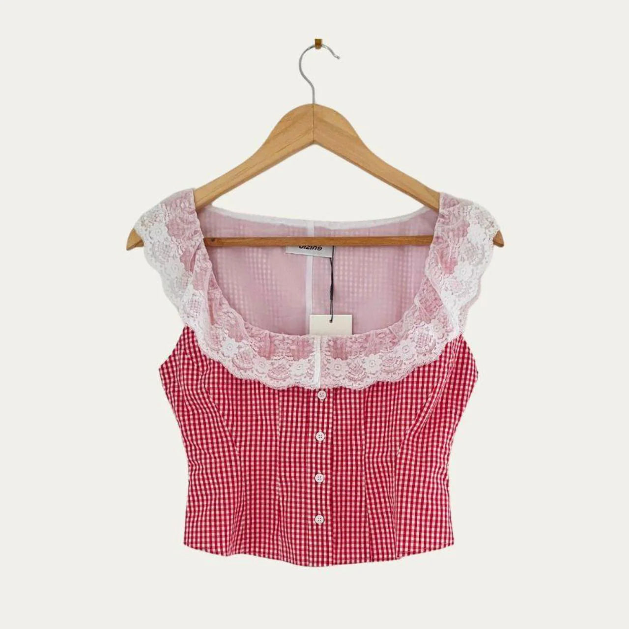 Guizio PALOMA Lace Top in Poppy and White Size XS.