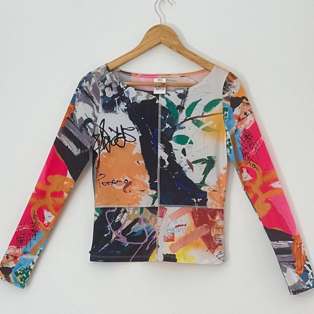 All Is A Gentle Spring RAINBOW FLEX Tapestry Long Sleeve Top Size XL.