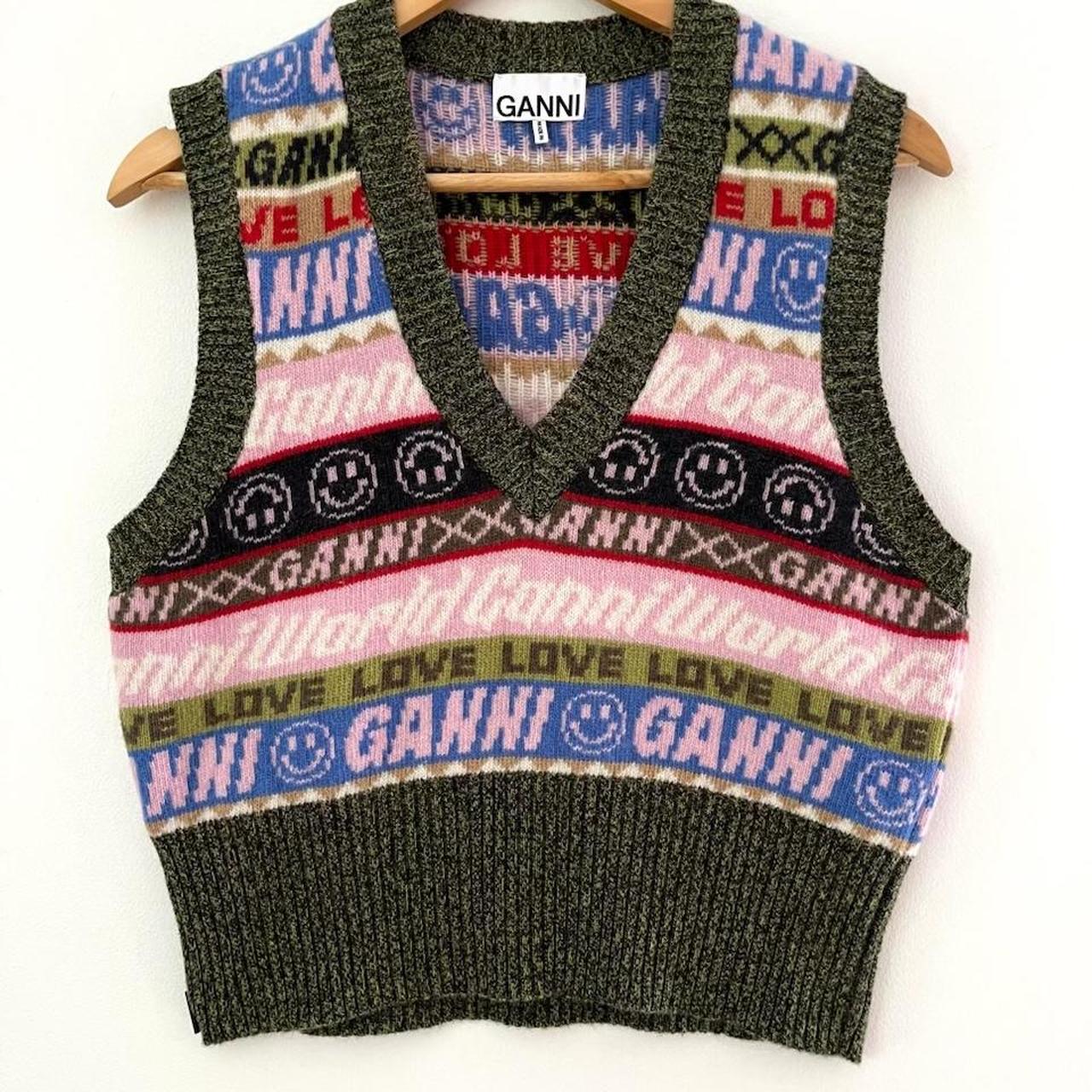Ganni V-Neck Vest in Multicolour.