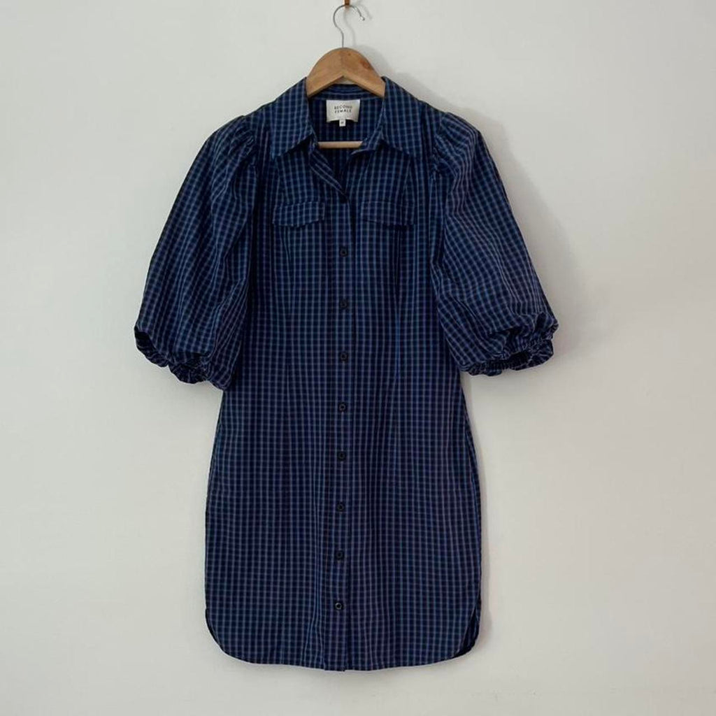 Second Female Gingham Mini Dress in Blue.