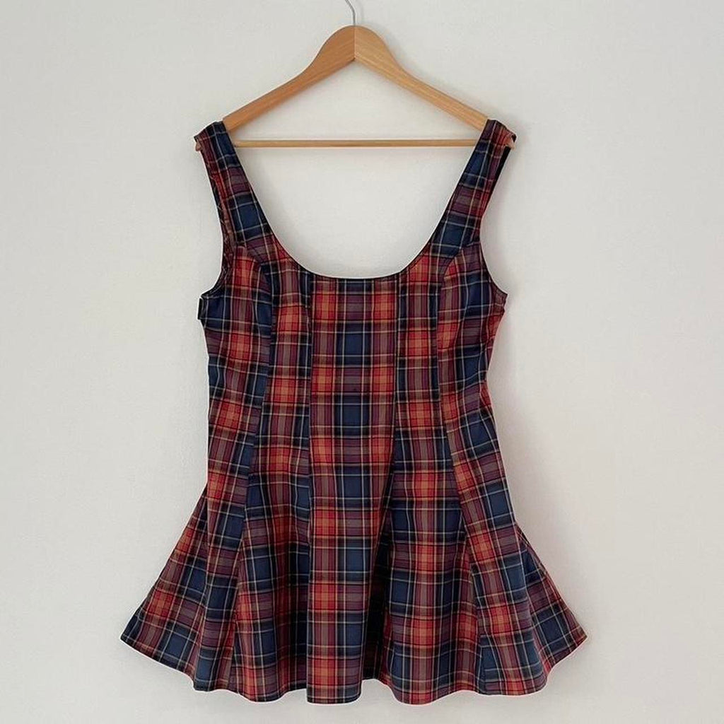 Katharina Lou ANNABEL Mini Dress in Strawberry Blue Check