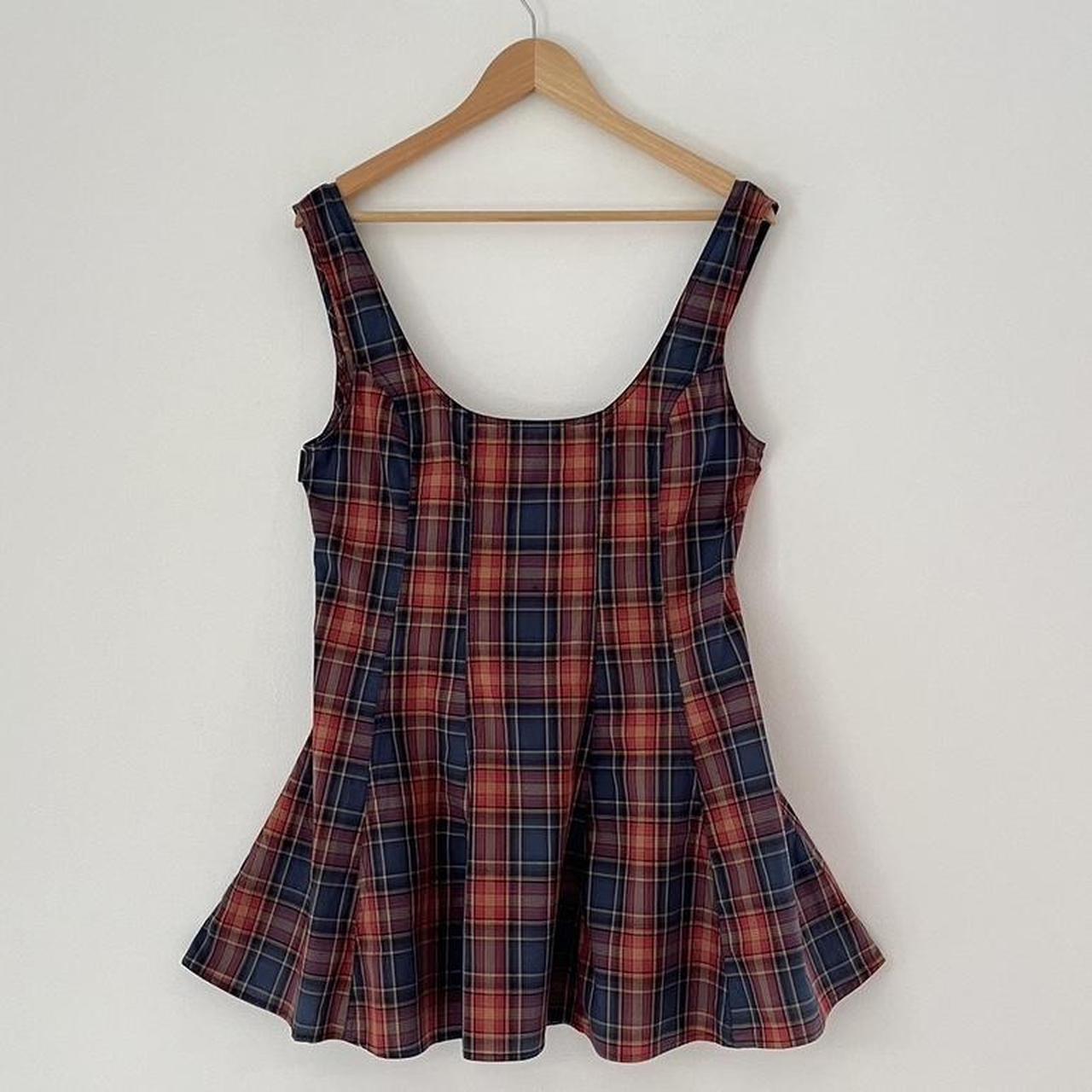 Katharina Lou ANNABEL Mini Dress in Strawberry Blue Check