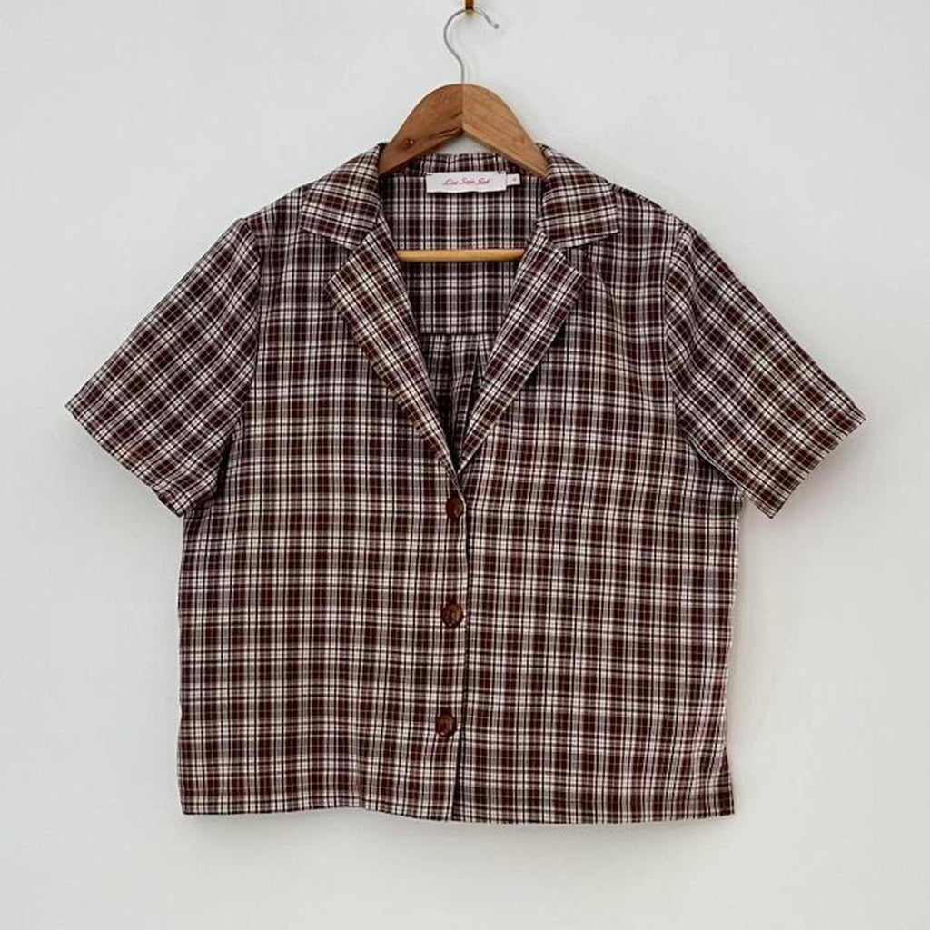 Lisa Says Gah Check Cropped Shirt Size M.