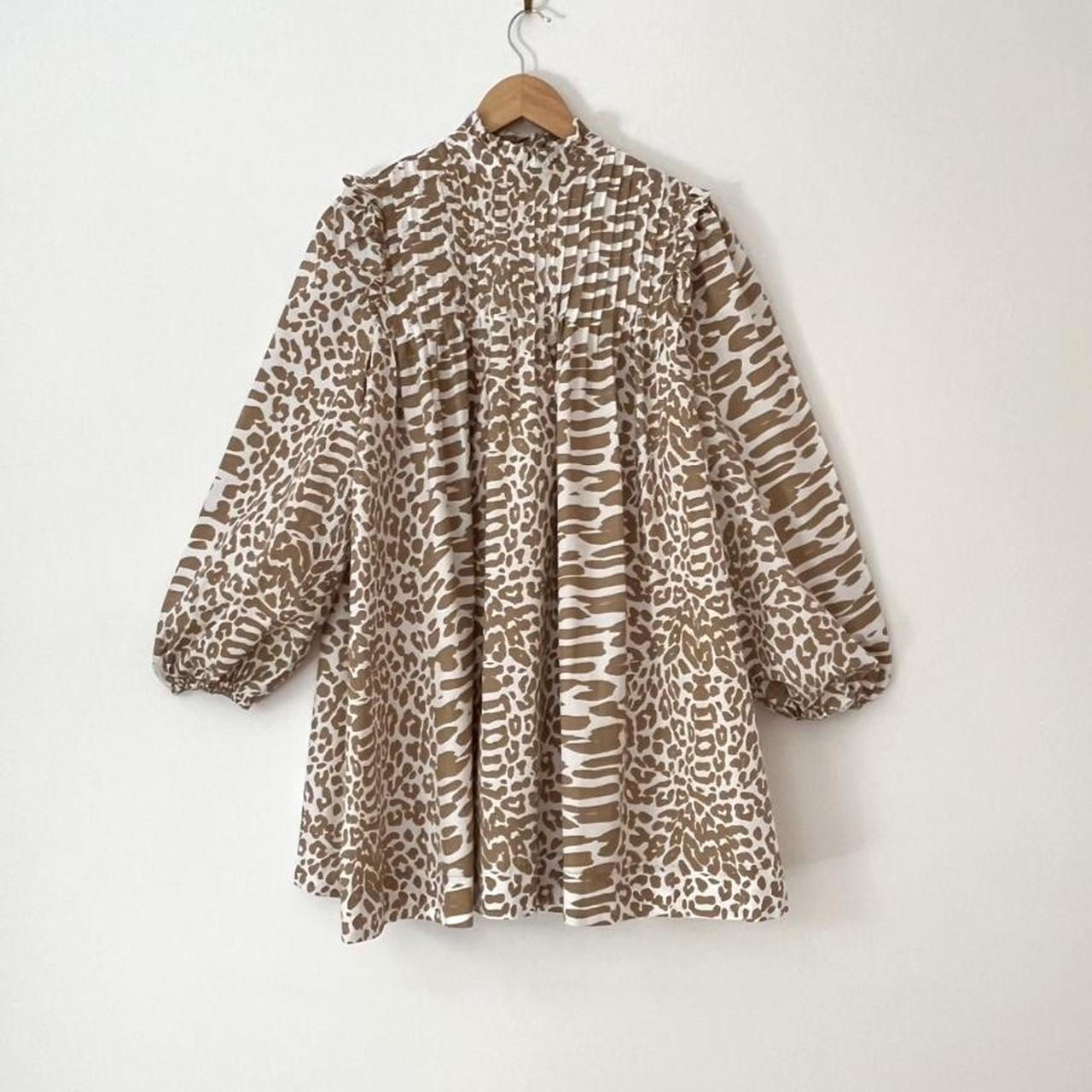 Ganni Poplin Leopard Print Mini Dress.