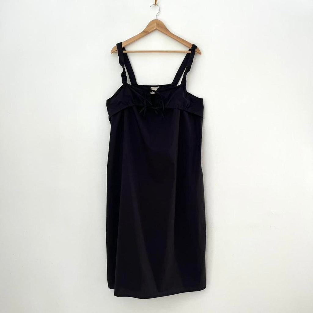 Deiji Studios RUCHED TIE Midi Dress in Black.
