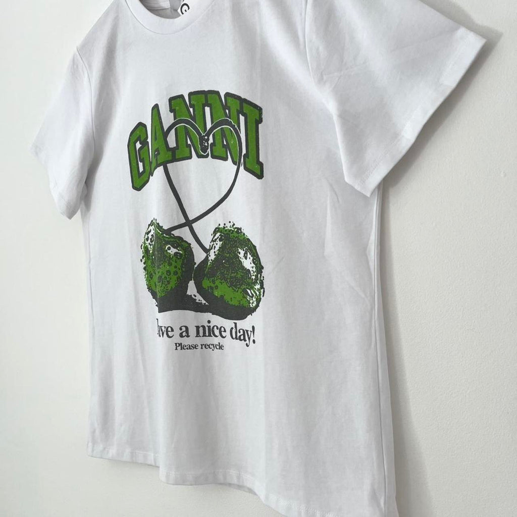 Ganni BNWT Basic Jersey Cherry Relaxed T-Shirt.