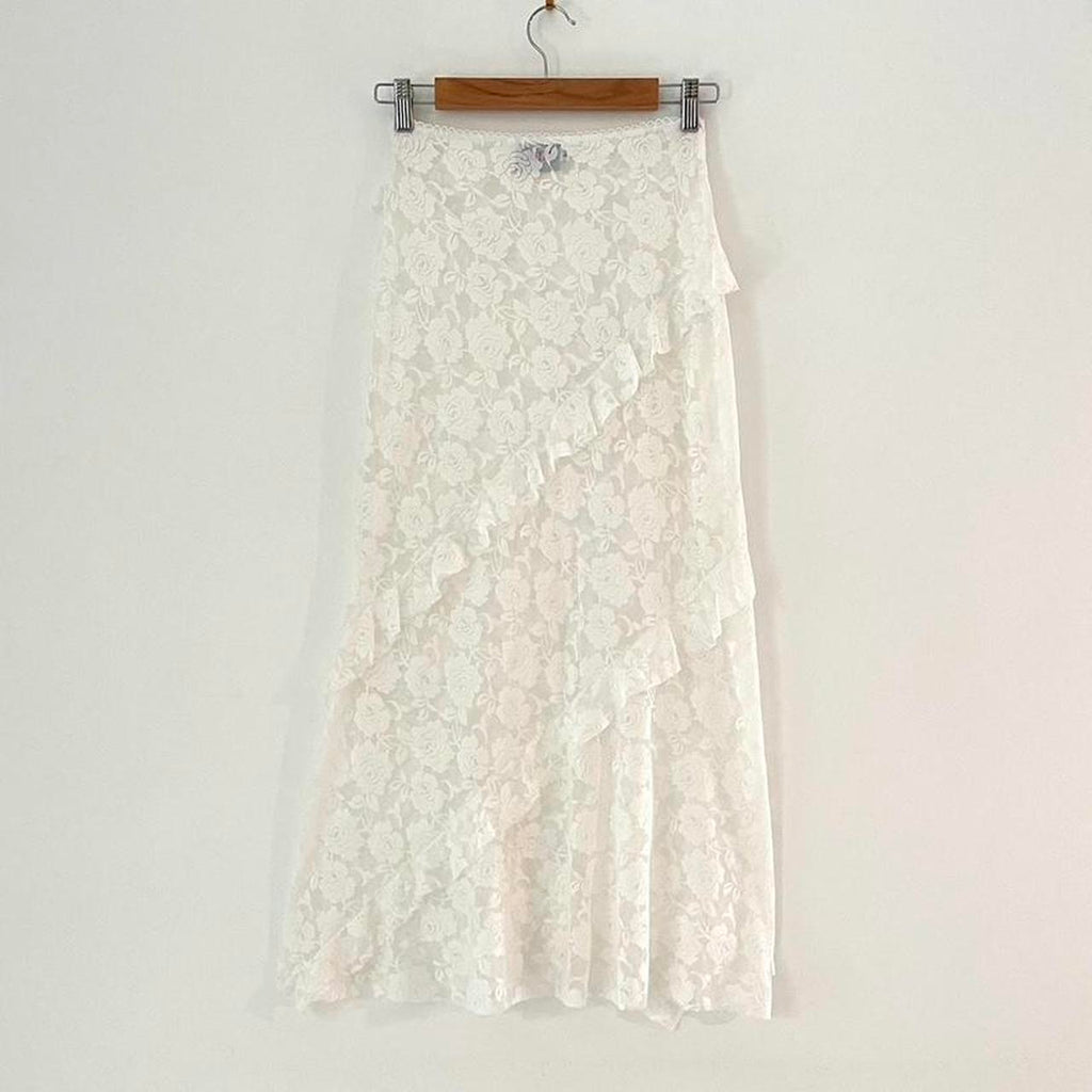 Sister Studios STARR Lace Maxi Skirt in White.