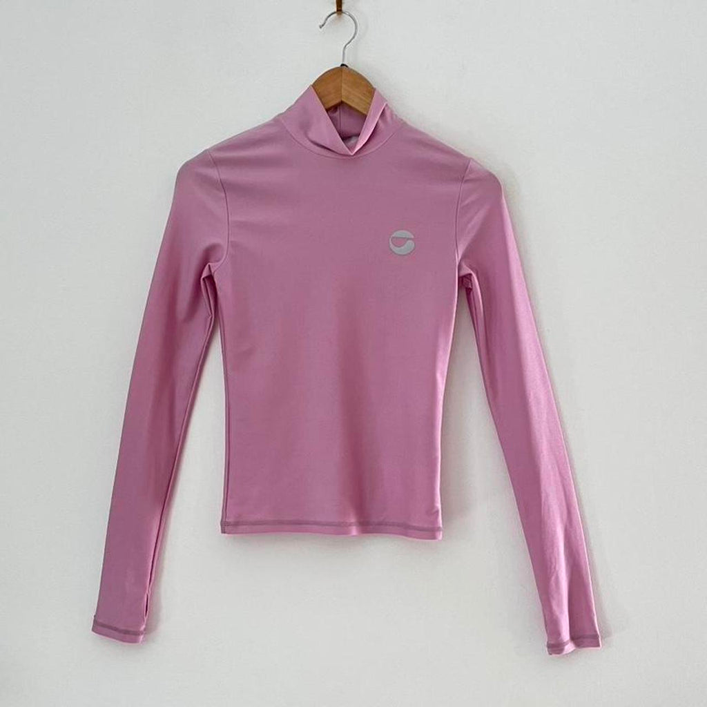Coperni Tight High Neck Top in Pink.