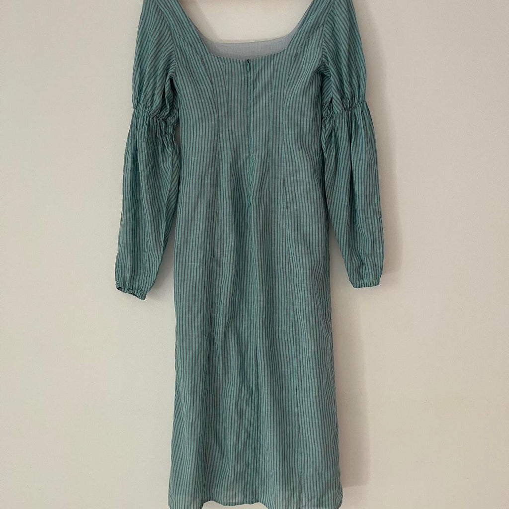 Arnsdorf IVY Striped Cotton Midi Dress in Seafoam.