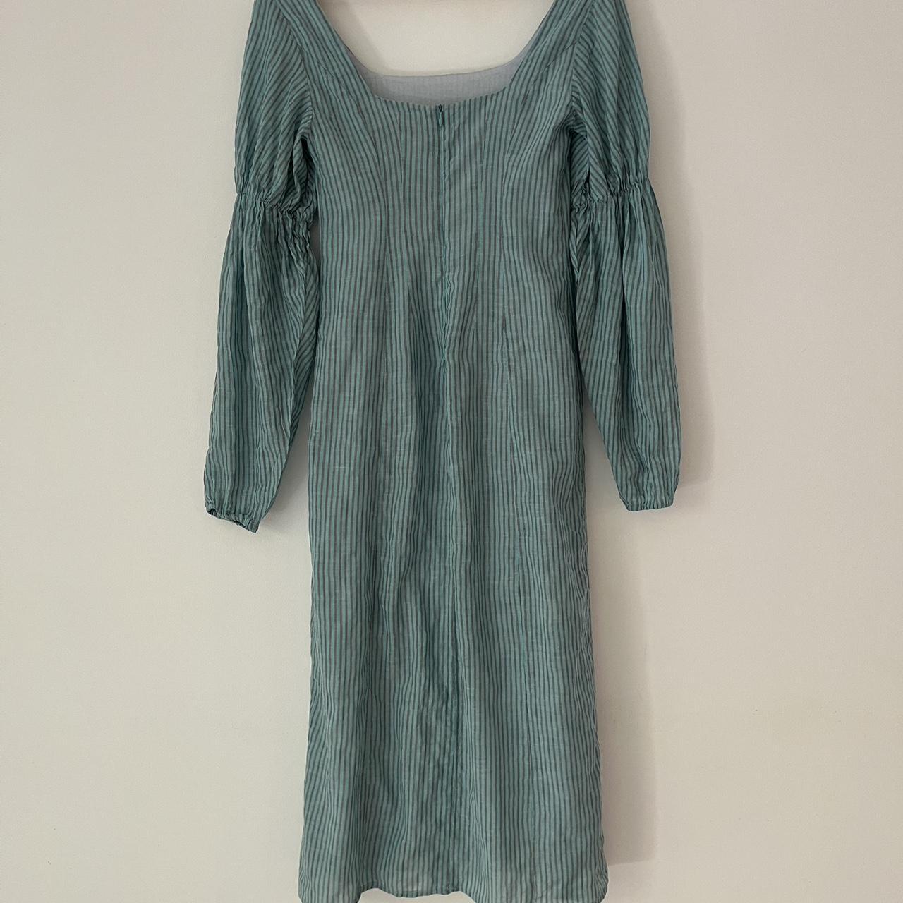 Arnsdorf IVY Striped Cotton Midi Dress in Seafoam.