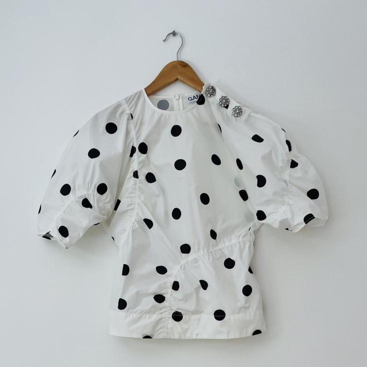 Ganni Polka Dot Crepe Blouse.