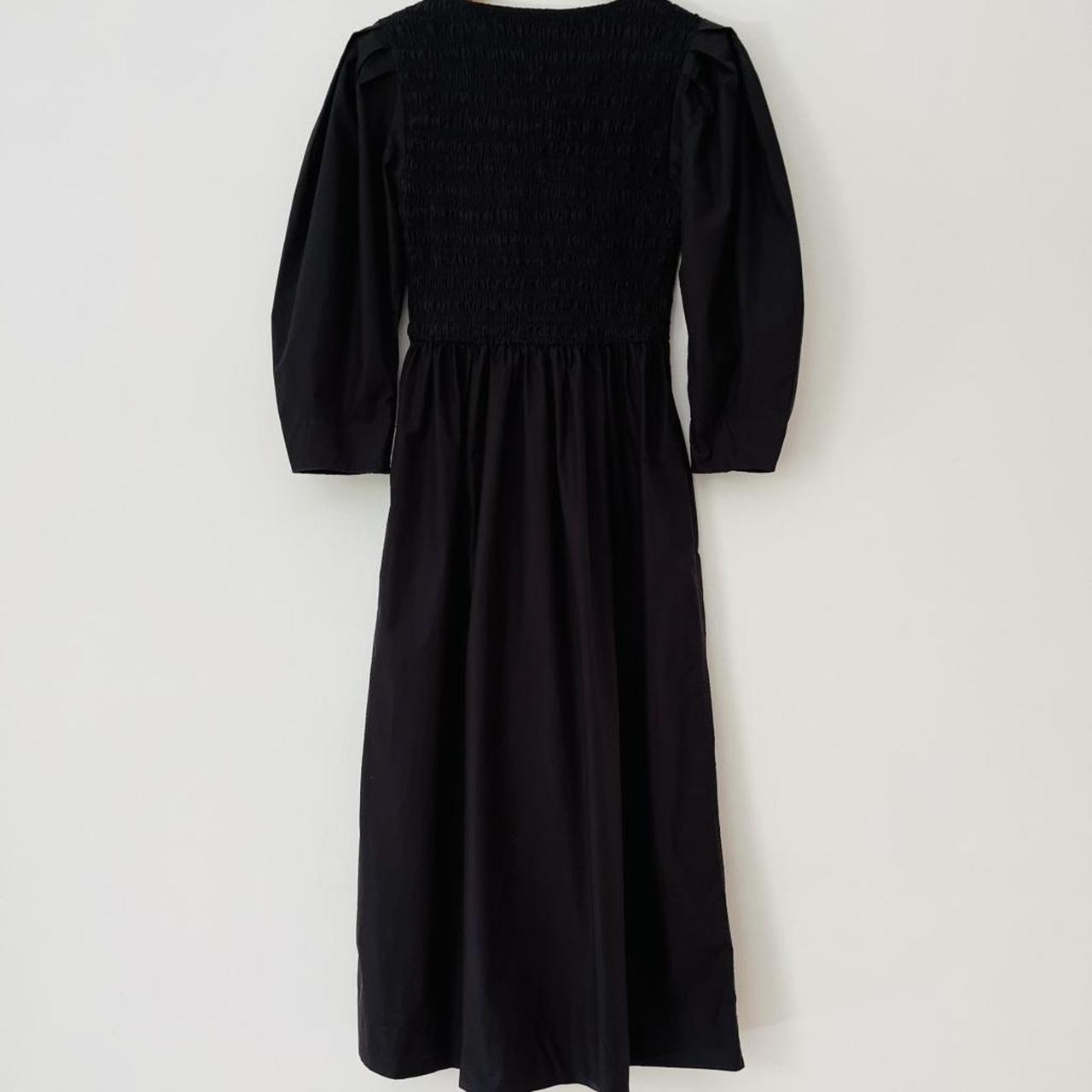 Ganni Cotton Poplin Open Neck Smock Maxi Dress.