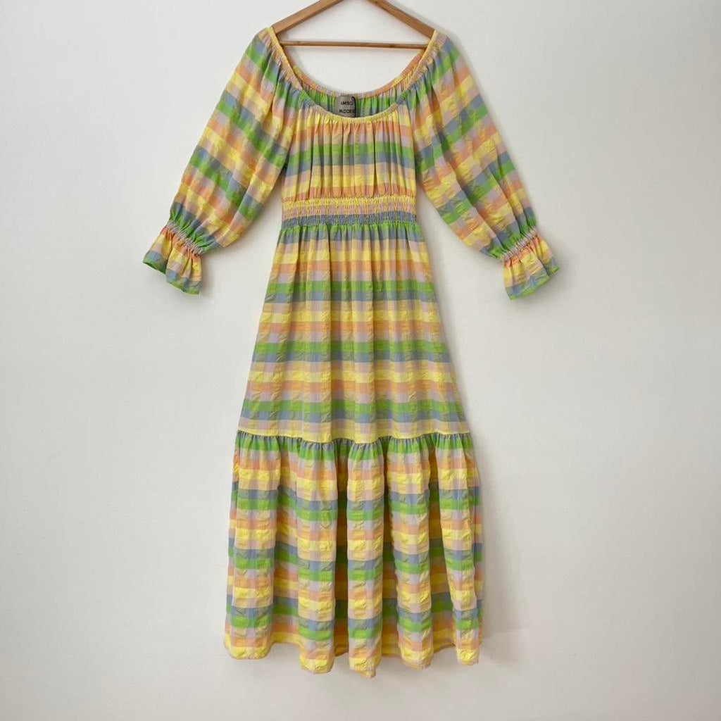 Damson Madder BNWT WINIFRED Pastel Seersucker Maxi Dress.