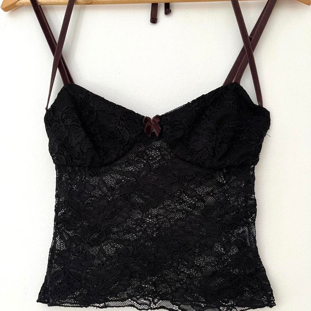 Peachy Den THE BETSEY Lace Cami in Black.