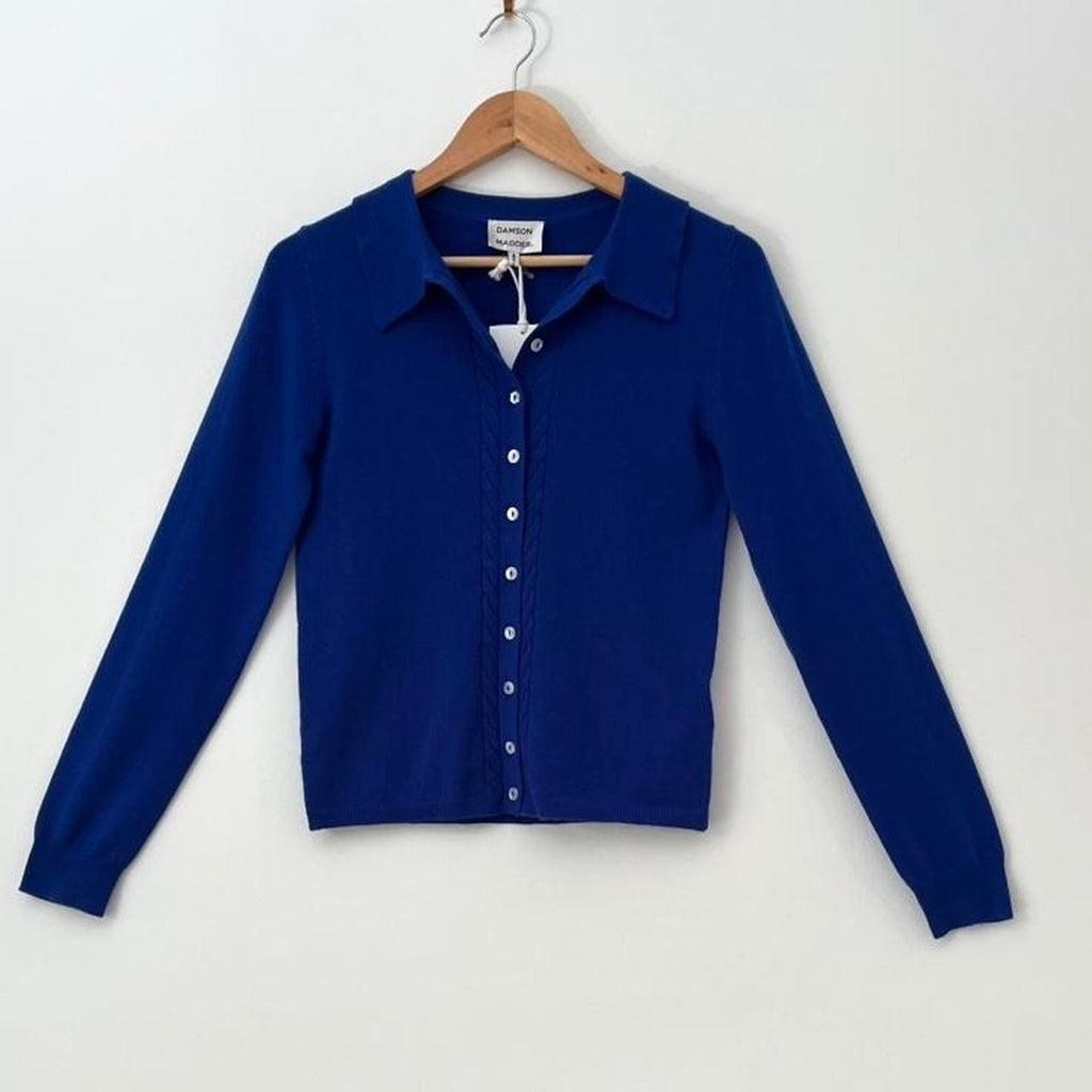 Damson Madder BNWT VOULA Cardigan in Blue.