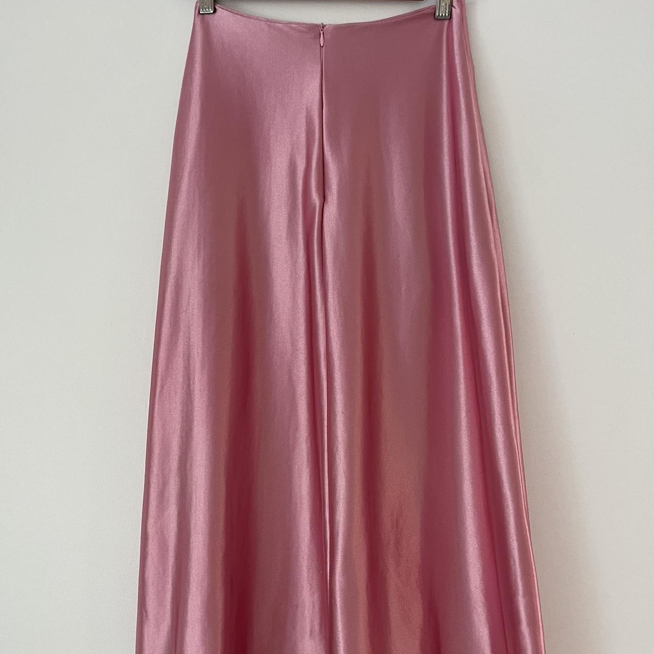 Par Moi Satin Midi Skirt in Pink.