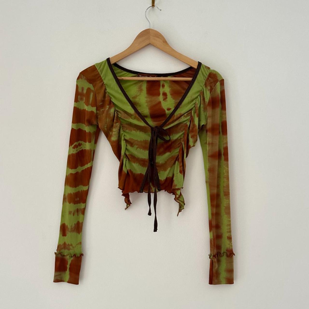 Maroske Peech BUTTERLY Crop in Green & Brown Size XS.