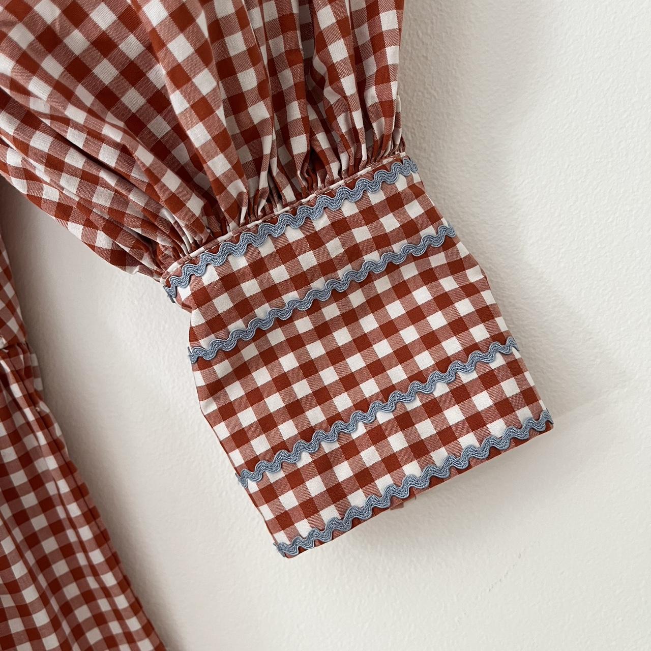 Lee Mathews HAZEL Ruffled Gingham Mini Dress in Red.