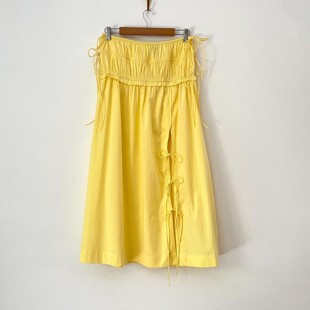 Damson Madder CHARLOTTE Midi Skirt in Yellow.