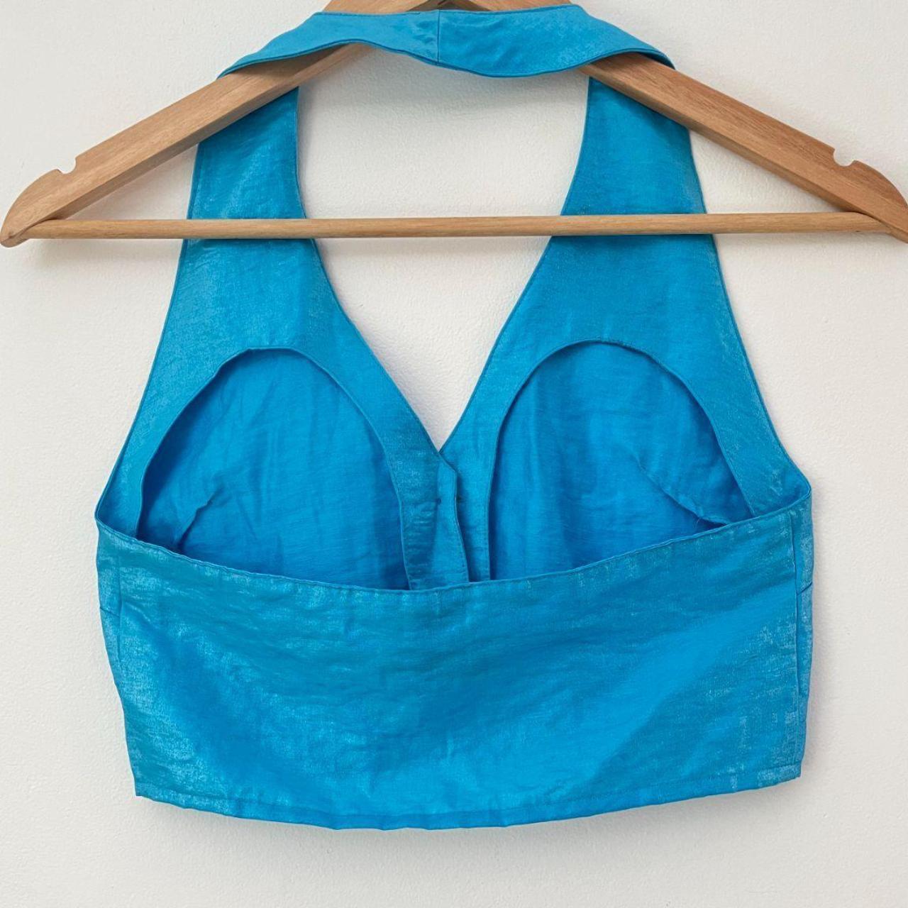 Paloma Wool Halter Crop Top in Blue.