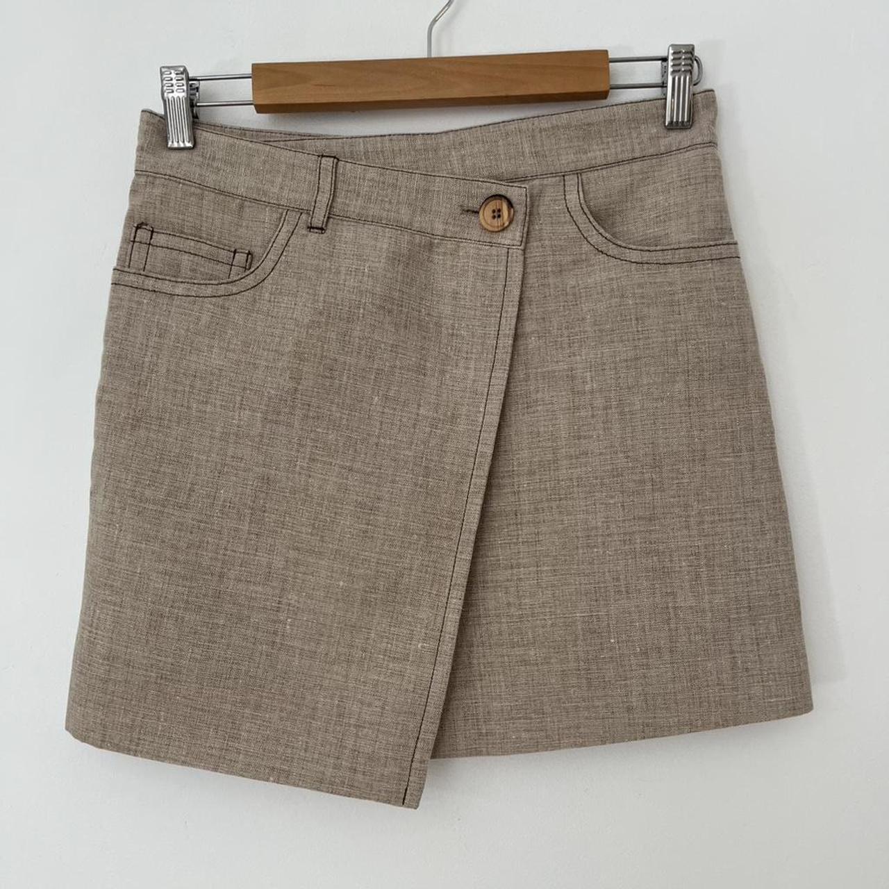 ACNE Studios BNWT WRAP EFFECT Hemp Blend Mini Skirt in Beige.