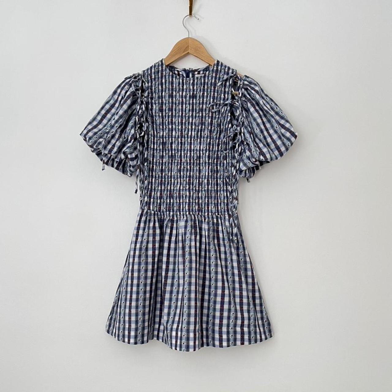 Damson Madder BECCA Bubble Mini Dress in Navy.