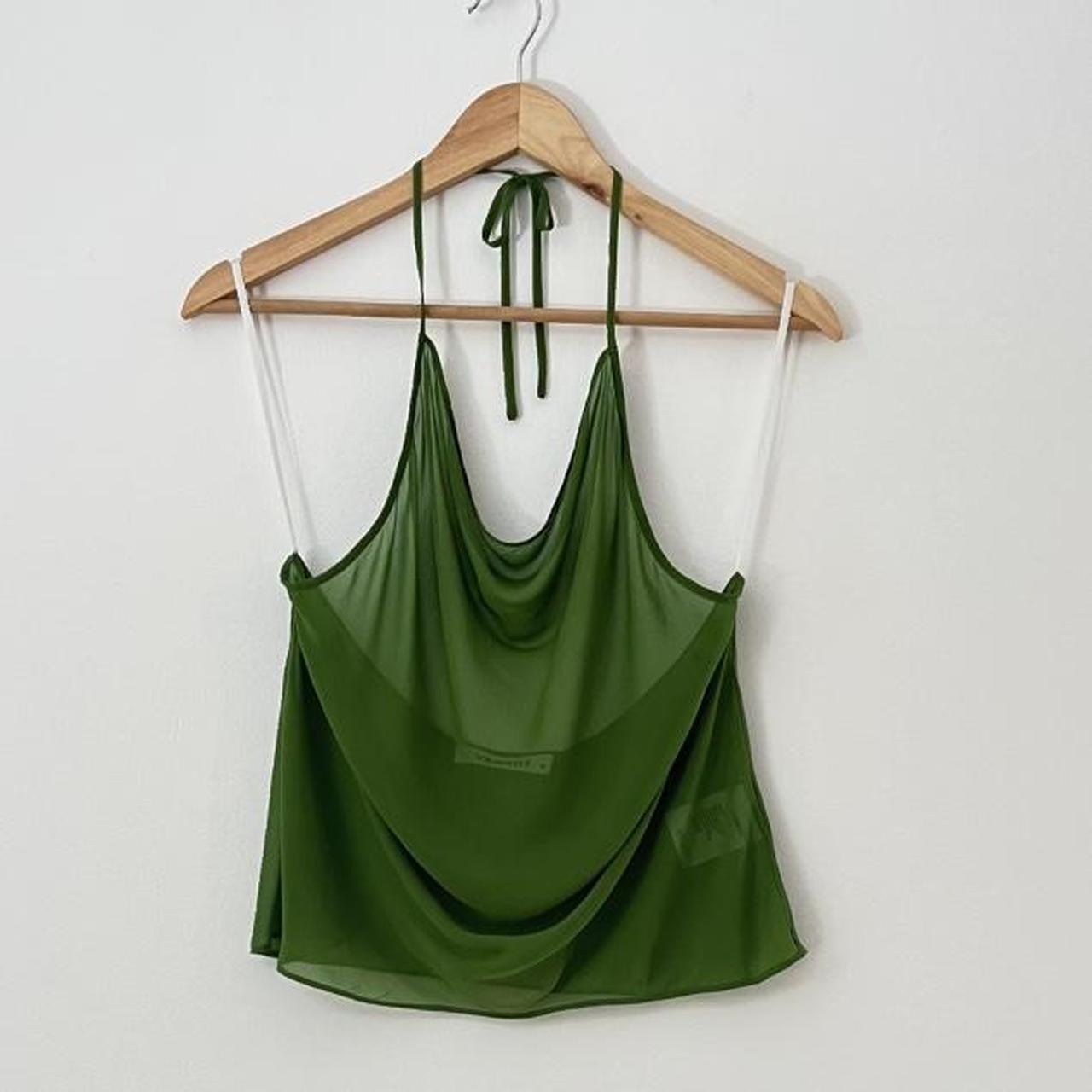 Venroy Silk Cowl Neck Halter Top in Cactus.