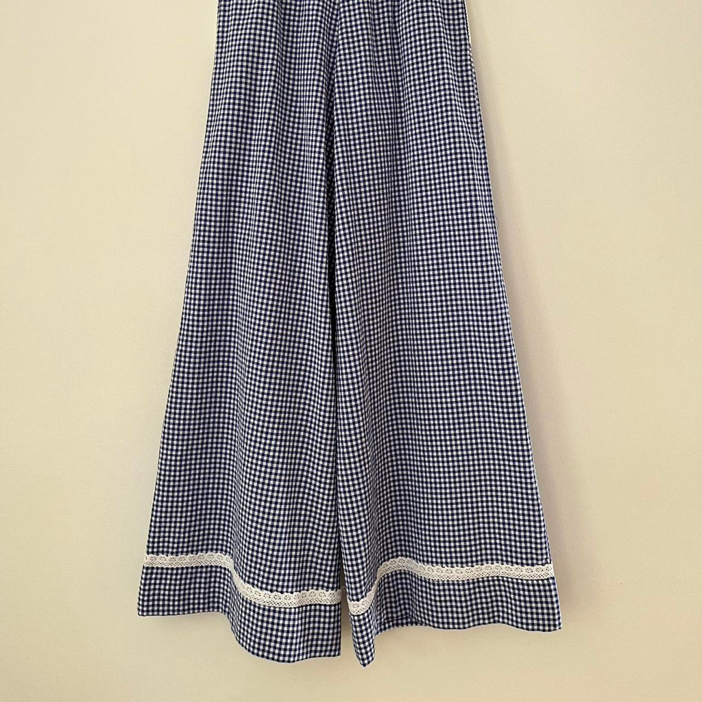 Shrimps BNWT VALENTINA Wide Leg Pants in Blue Check Size 8/S.