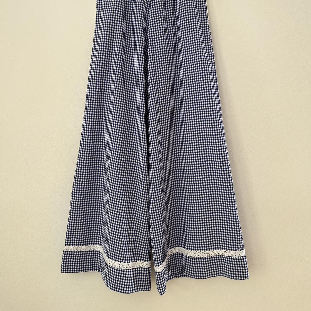Shrimps BNWT VALENTINA Wide Leg Pants in Blue Check Size 8/S.