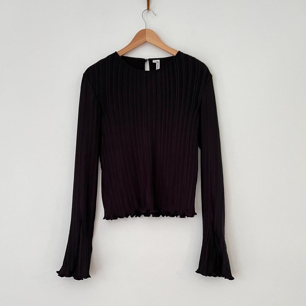 Arthur Apparel BOX PLEAT Long Sleeve Top in Black Size AU12.
